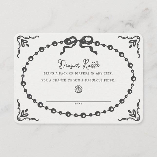 Kleine Perlencoquette-Buchse für Windeln Einlage Begleitkarte (Vorderseite)