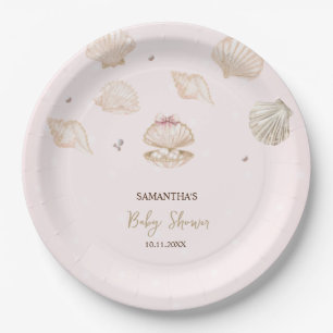 Kleine Perlmuscheln Punkte Baby Shower Pappteller