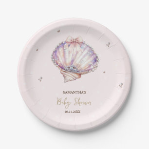 Kleine Perlmutt Muscheln Diamanten Punkte Babypart Pappteller