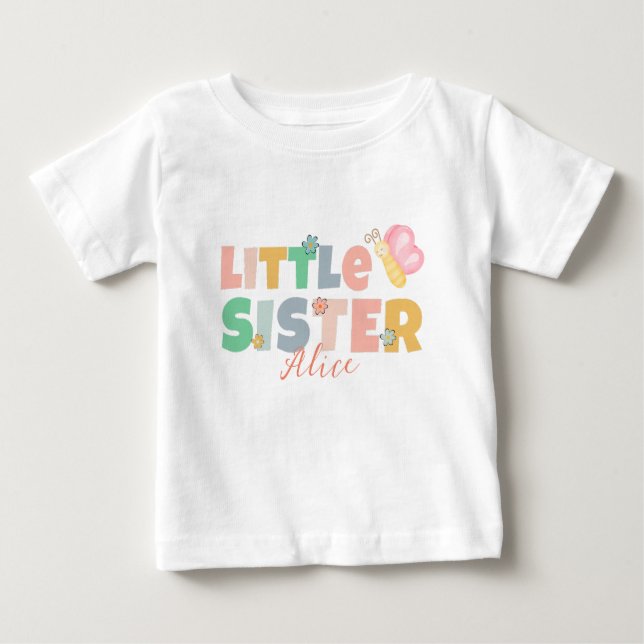 Kleine, Personalisierte Sisterne, Pastellfarbe Baby T-shirt (Vorderseite)
