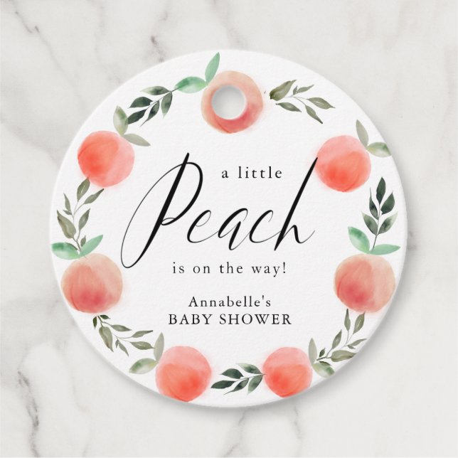 Kleine Pfirsichfarben-Badewanne Kinderdusche Geschenkanhänger (Vorderseite)