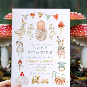 Kleine Pilz-Wald-Baby-Party Einladung