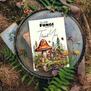 Kleine Pilzpilze, Whimsical Fall Baby Dusche Dankeskarte