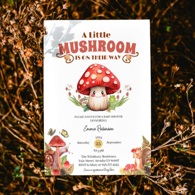 kleine Pilzschmetterlingsmützendusche Einladung (mushroom baby shower baby shower invitations)