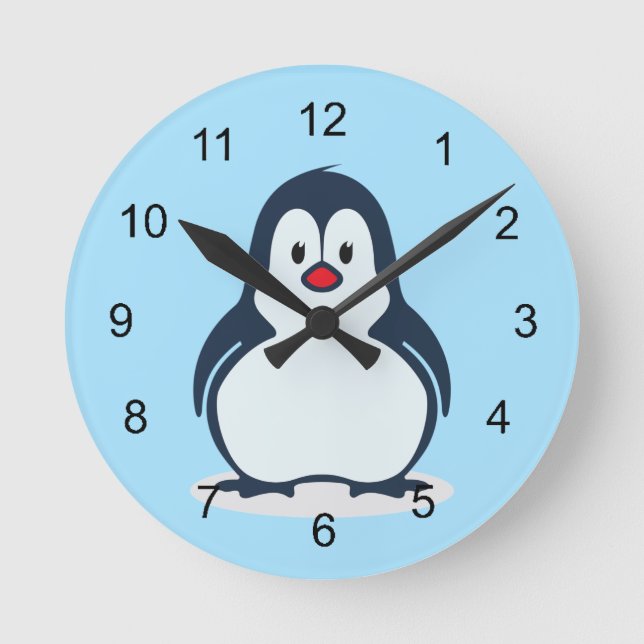 Kleine Pinguin-Design-Uhr Runde Wanduhr (Vorderseite)