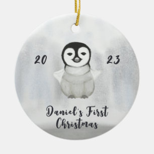 kleine Pinguine ersten Weihnachten Keramik Ornament