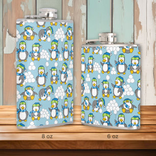 Kleine Pinguine Hintergrund Flachmann