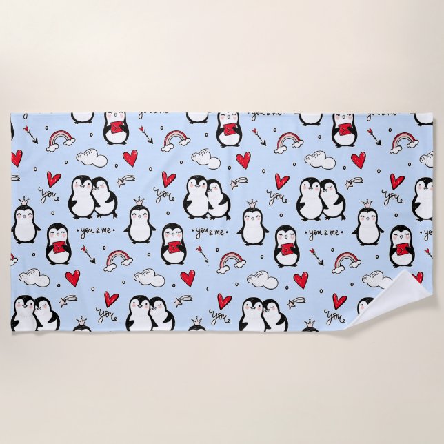Kleine Pinguine Strandtuch (Vorderseite)