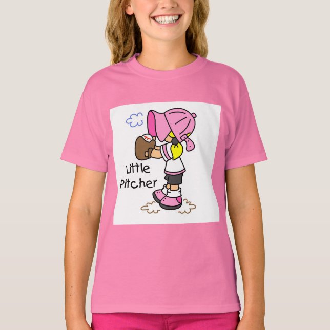 Kleine Pitcher Girls Baseball Tshirts und Geschenk (Vorderseite)