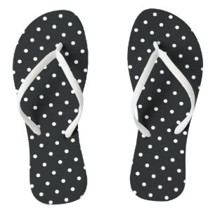 Kleine Polka Dot Kohle Schwarz-weiß Flip Flops
