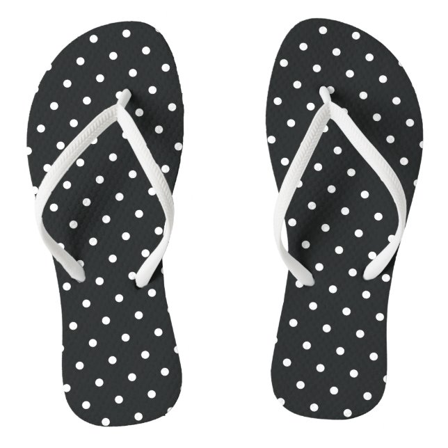 Kleine Polka Dot Kohle Schwarz-weiß Flip Flops (Fußbett)