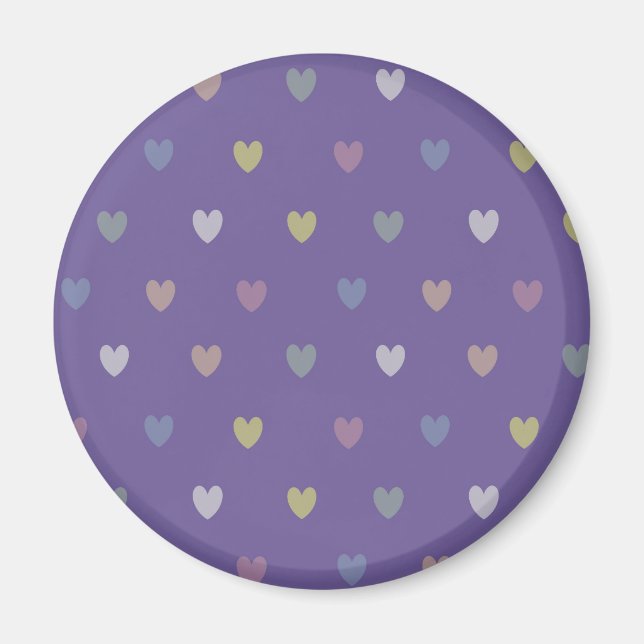 Kleine Polka Herzen auf Ultra Violet Lila Magnet (Vorne)
