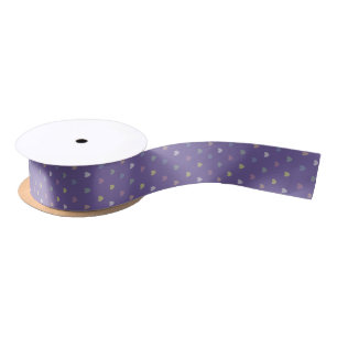 Kleine Polka Herzen auf Ultra Violet Lila Satinband