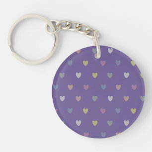 Kleine Polka Herzen auf Ultra Violet Lila Schlüsselanhänger