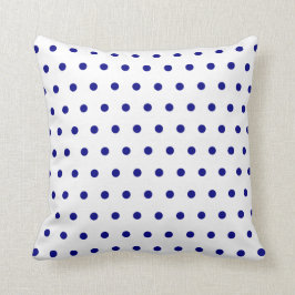 Kleine Polka-Punkte von Weiß und Marine Kissen