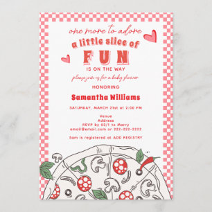 Kleine Portion Spaß Rosa Mädchen Pizza Baby Shower Einladung