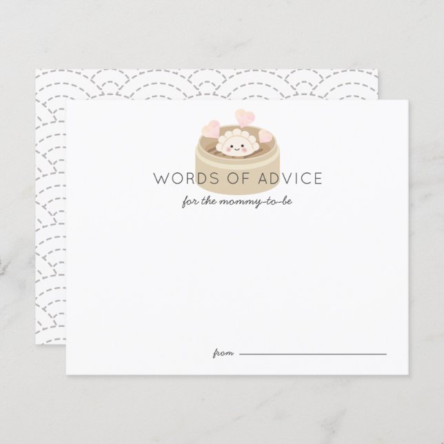 Kleine Potsticker Baby Shower Advice Card (Vorne/Hinten)