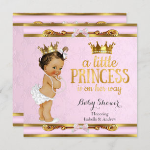 Kleine Princess Baby Dusche Pink Gold Brünett Einladung