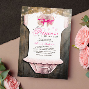 Kleine Princess Baby Dusche   Rustikal   Rose Gold Einladung