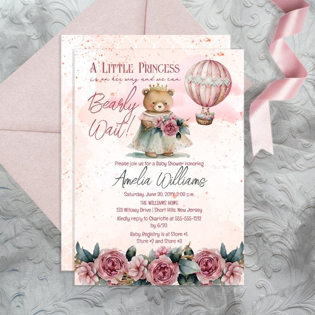 Kleine Princess Bear Bearly Wait Girl Baby Dusche Einladung (Von Creator hochgeladen)