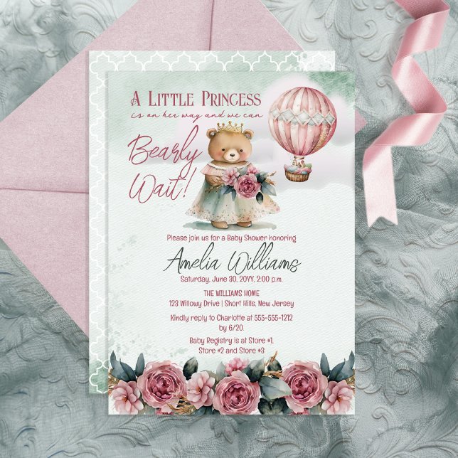 Kleine Princess Bear Bearly Wait Girl Baby Dusche Einladung (Von Creator hochgeladen)