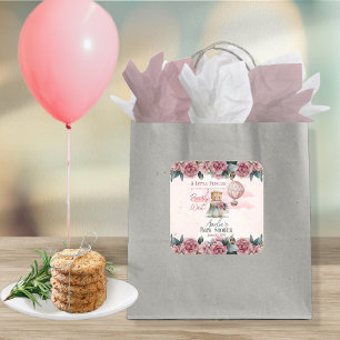 Kleine Princess Bear Bearly Wait Girl Baby Dusche Quadratischer Aufkleber