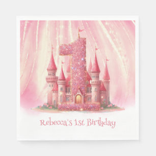 Kleine Princess Pink Burg 1. Geburtstag Serviette