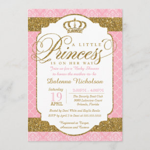 Kleine Princess Royal Pink and Gold Baby Dusche Einladung
