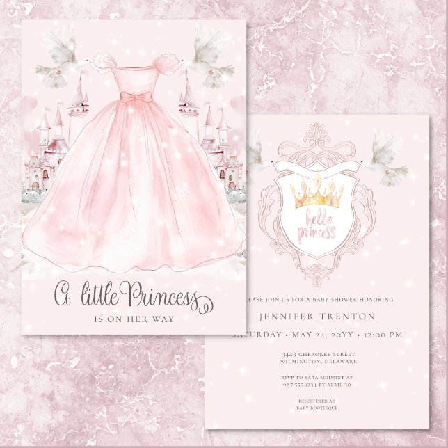 Kleine Prinzessin auf der Way Pink Baby Dusche Einladung (Little Princess on the Way Pink Baby Shower Invitation)