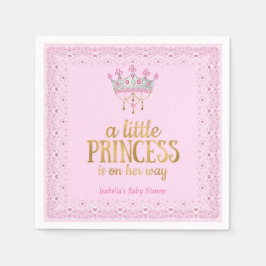 Kleine Prinzessin auf ihrem Weg Pink Gold Tiara Pa Serviette