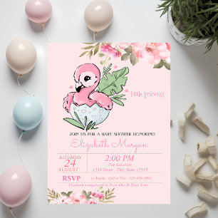 Kleine Prinzessin,Baby Flamingo Florale Babyparty Einladung