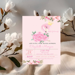Kleine Prinzessin, Baby Flamingo Florale Babyparty Einladung