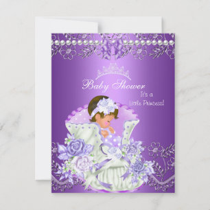 Kleine Prinzessin Baby Shower Mädchen Lila Tiara 3 Einladung