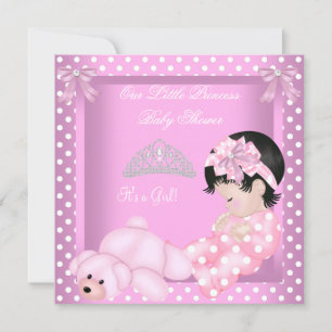 Kleine Prinzessin Baby Shower Mädchen Rosa Punkte Einladung