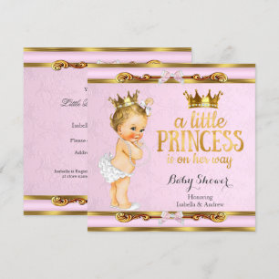 Kleine Prinzessin Baby Shower Rosa Gold Blondes Mä Einladung