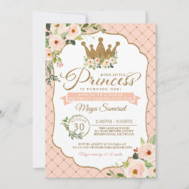 Kleine Prinzessin Blush Floral Royal Geburtstag Einladung