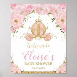 Kleine Prinzessin Carriage Blush Pink Floral Willk Poster