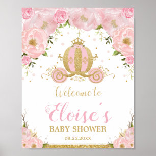 Kleine Prinzessin Carriage Blush Pink Floral Willk Poster