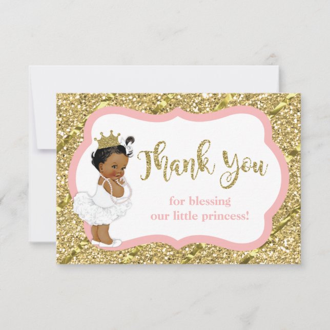 Kleine Prinzessin Danke Karte, Imitate Glitzer (Vorderseite)