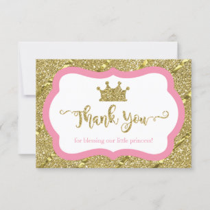 Kleine Prinzessin Danke Karte, Rosa, Imitate Glitz