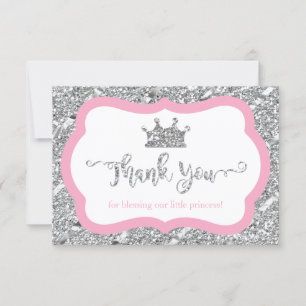 Kleine Prinzessin danke Karte, rosa Imitate Glitze