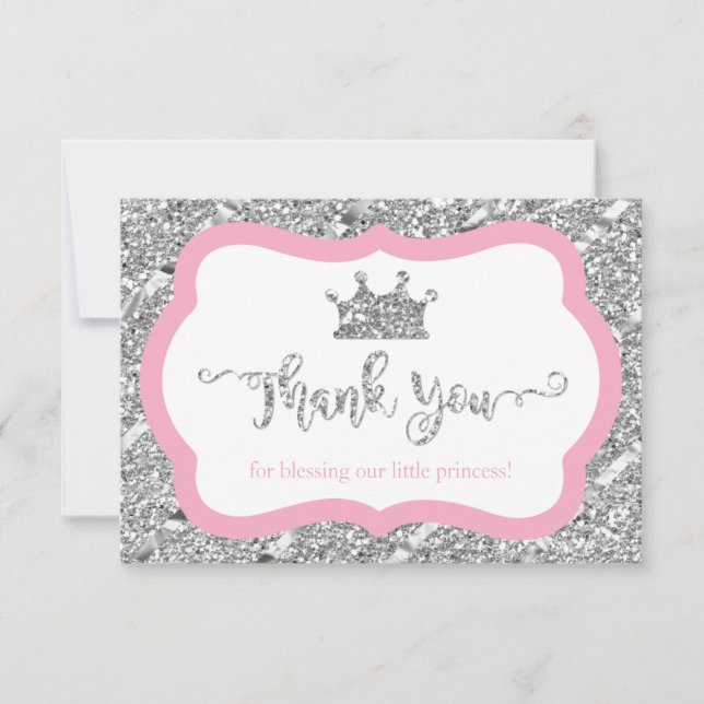 Kleine Prinzessin danke Karte, rosa Imitate Glitze (Vorderseite)
