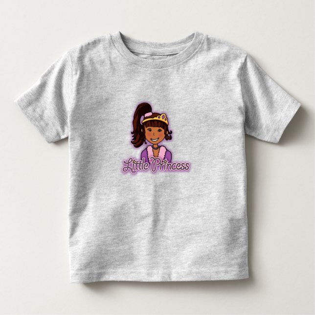 Kleine Prinzessin dunkles Haar Mädchen rosa oben Kleinkind T-shirt (Vorderseite)