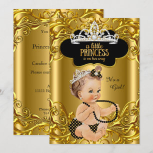 Kleine Prinzessin ist auf dem Weg Babydusche Brüne Einladung