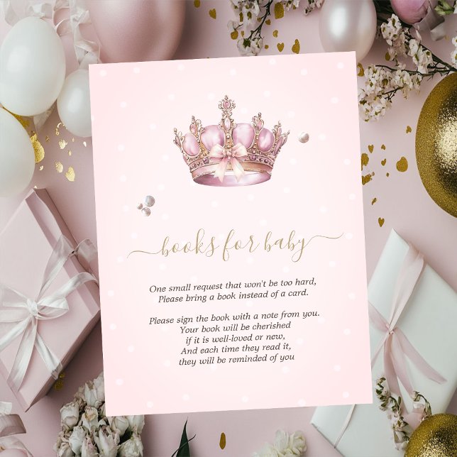 Kleine Prinzessin Krone Perlen Punkte Baby Shower Begleitkarte (Von Creator hochgeladen)
