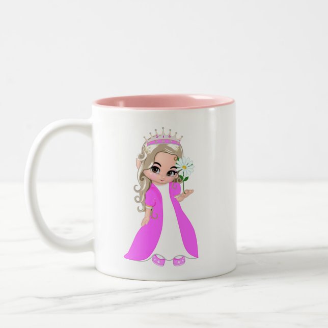 Kleine Prinzessin mit Blume & Herz Zweifarbige Tasse (Links)