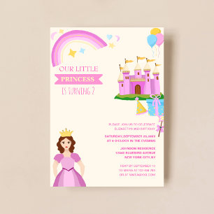 kleine Prinzessin mit Burg niedlicher Geburtstag Einladung