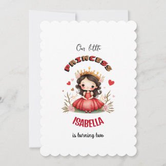 Kleine Prinzessin mit rotem Kleid Einladung