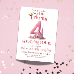 Kleine Prinzessin Pink Castle 4. Geburtstag Einladung