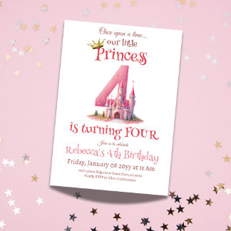 Kleine Prinzessin Pink Castle 4. Geburtstag Einladung
